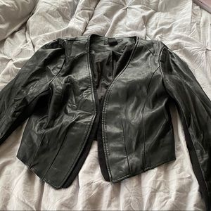 Cropped faux leather jacket